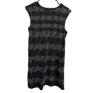 Michael Kors Sleeveless Sheath Dress Black Gray Sz Medium Camo Houndstooth